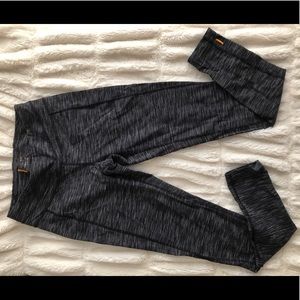 Lucy Studio Hatha Leggings- Black Spacedye Stripe